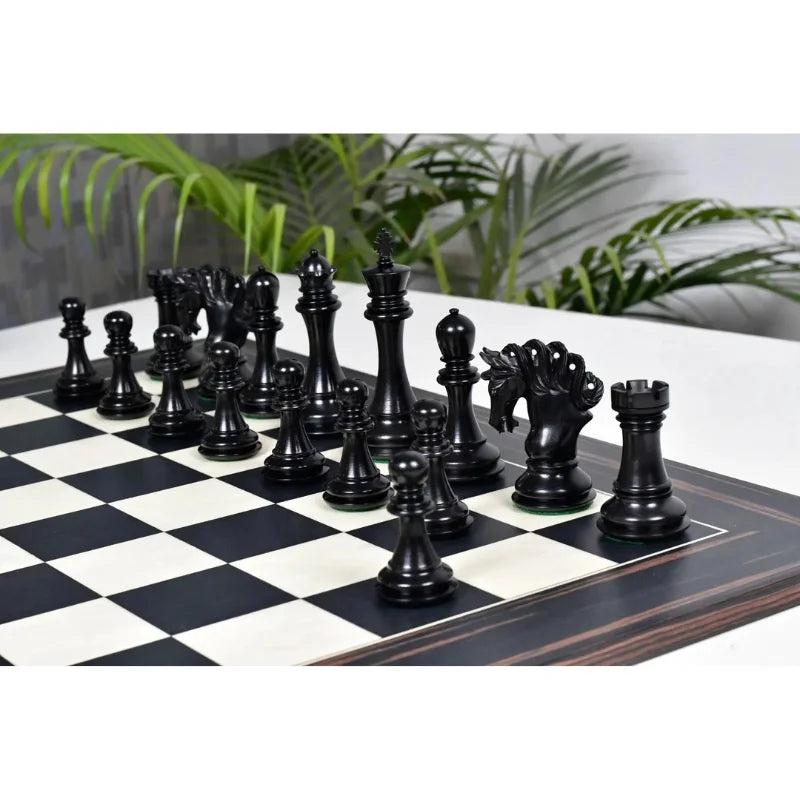 Chess Bazaar Pegasus Series Chess Pieces V2 (Ebony/Boxwood) With 60cm Black Dyed Poplar & White Erable Chess Board