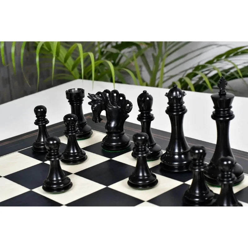 Chess Bazaar Pegasus Series Chess Pieces V2 (Ebony/Boxwood) With 60cm Black Dyed Poplar & White Erable Chess Board