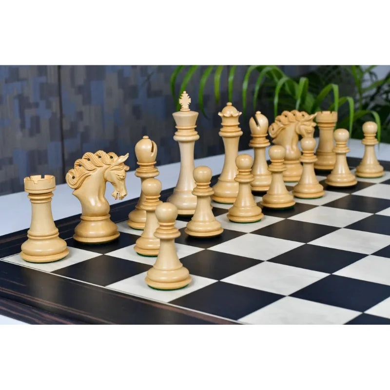 Chess Bazaar Pegasus Series Chess Pieces V2 (Ebony/Boxwood) With 60cm Black Dyed Poplar & White Erable Chess Board
