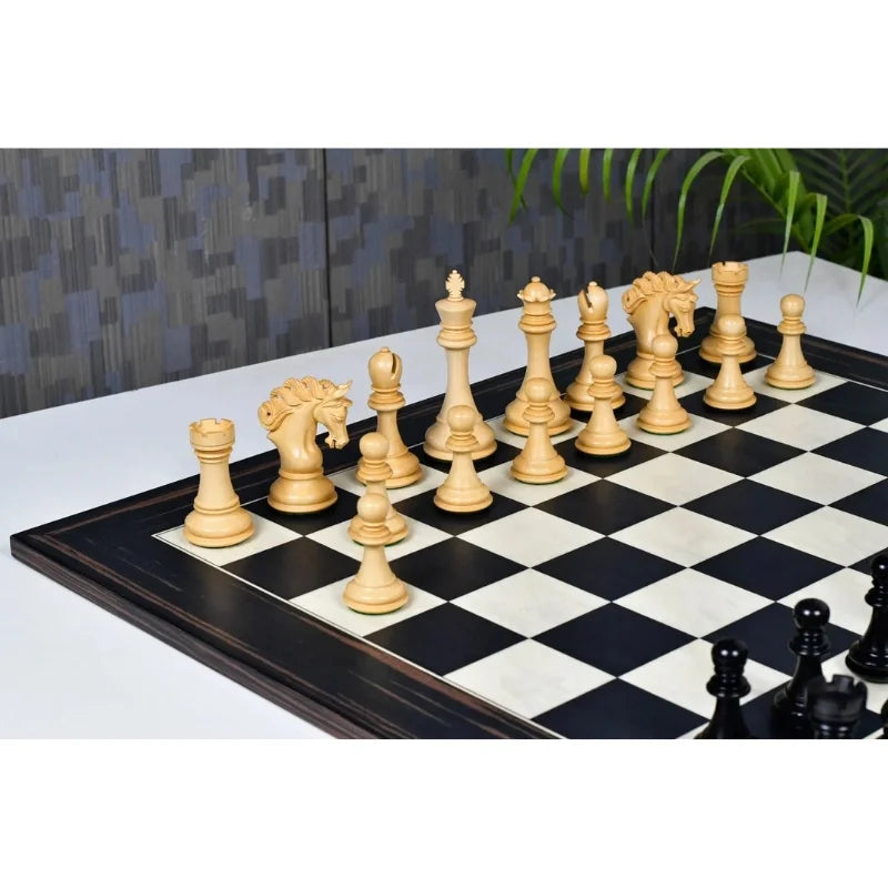 Chess Bazaar Pegasus Series Chess Pieces V2 (Ebony/Boxwood) With 60cm Black Dyed Poplar & White Erable Chess Board