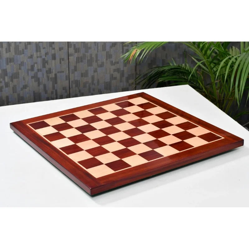 Chess Bazaar Pegasus Series Chess Set V2 (Padauk Wood/Boxwood) With 58cm Red Ash Burl & Maple Chess Board