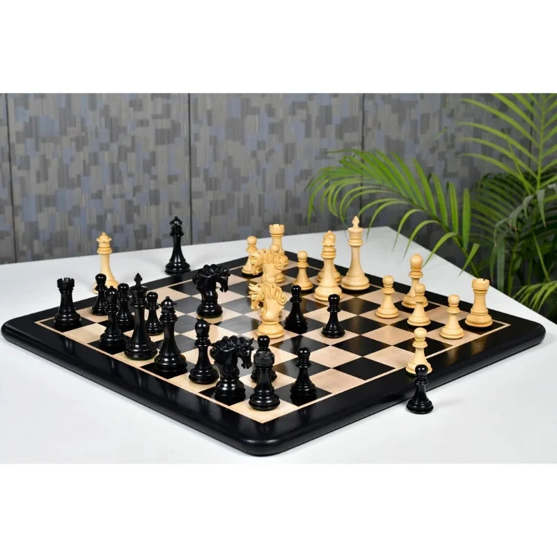 Chess Bazaar Pegasus Series Staunton Chess Pieces V2 (Ebony/Boxwood) With 58cm Ebony & Maple Chess Board