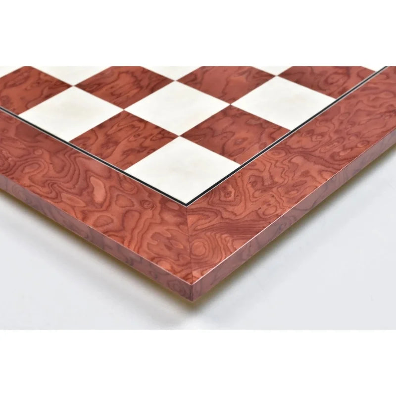 Chess Bazaar Red Ash Burl & Maple Deluxe 55cm Chess Board