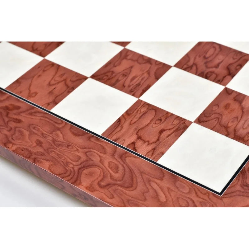 Chess Bazaar Red Ash Burl & Maple Deluxe 55cm Chess Board