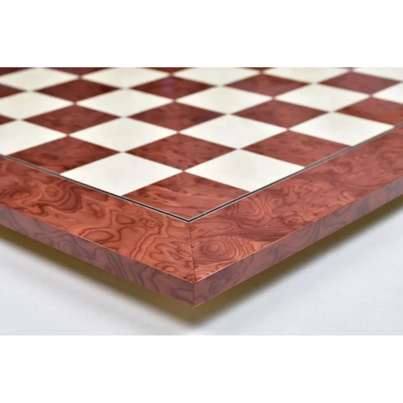 Chess Bazaar Red Ash Burl & Maple Deluxe 55cm Chess Board