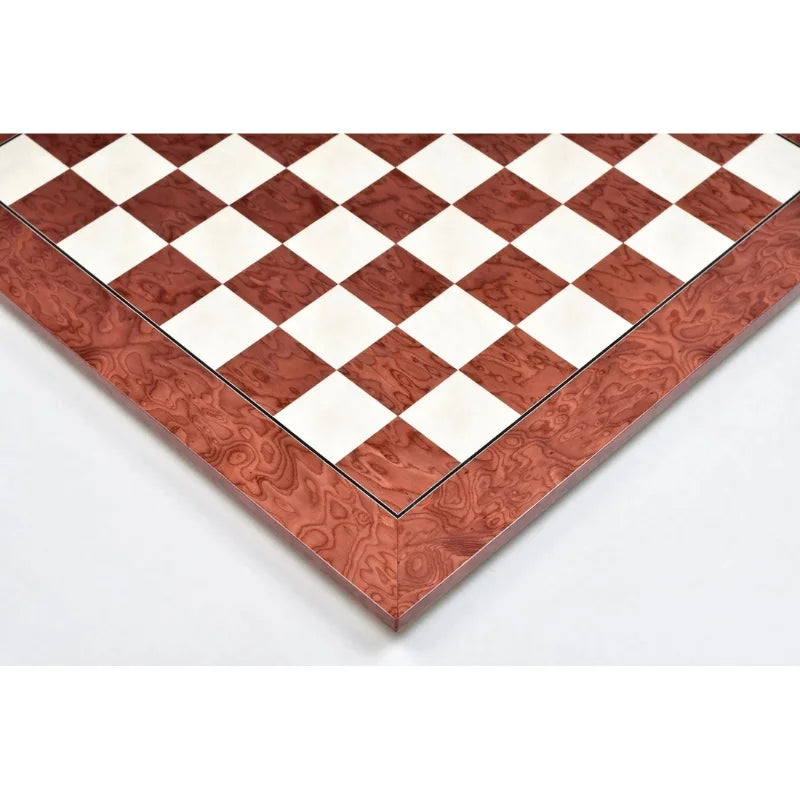 Chess Bazaar Red Ash Burl & Maple Deluxe 55cm Chess Board