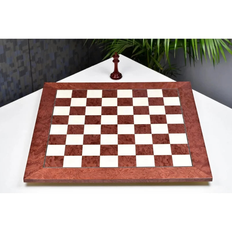 Chess Bazaar Red Ash Burl & Maple Deluxe 55cm Chess Board