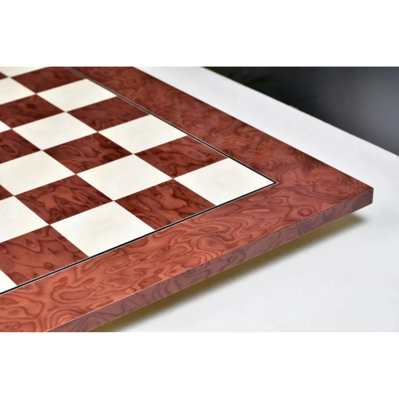 Chess Bazaar Red Ash Burl & Maple Deluxe 55cm Chess Board