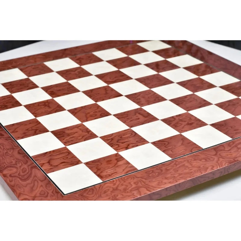 Chess Bazaar Red Ash Burl & Maple Deluxe 55cm Chess Board