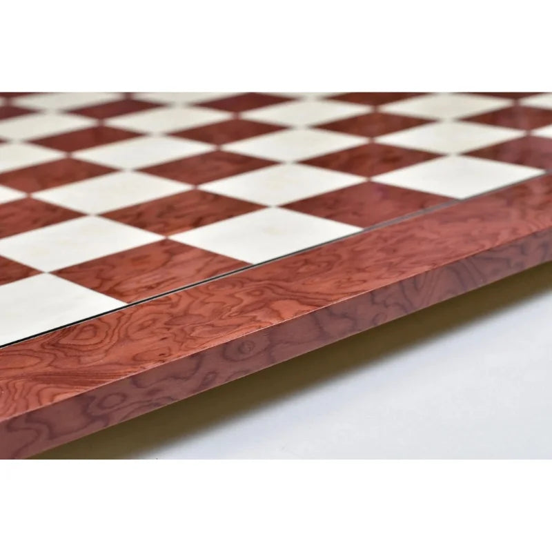 Chess Bazaar Red Ash Burl & Maple Deluxe 55cm Chess Board