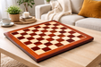 Blood red bud rosewood and maple chess board, 58cm with 60mm squares