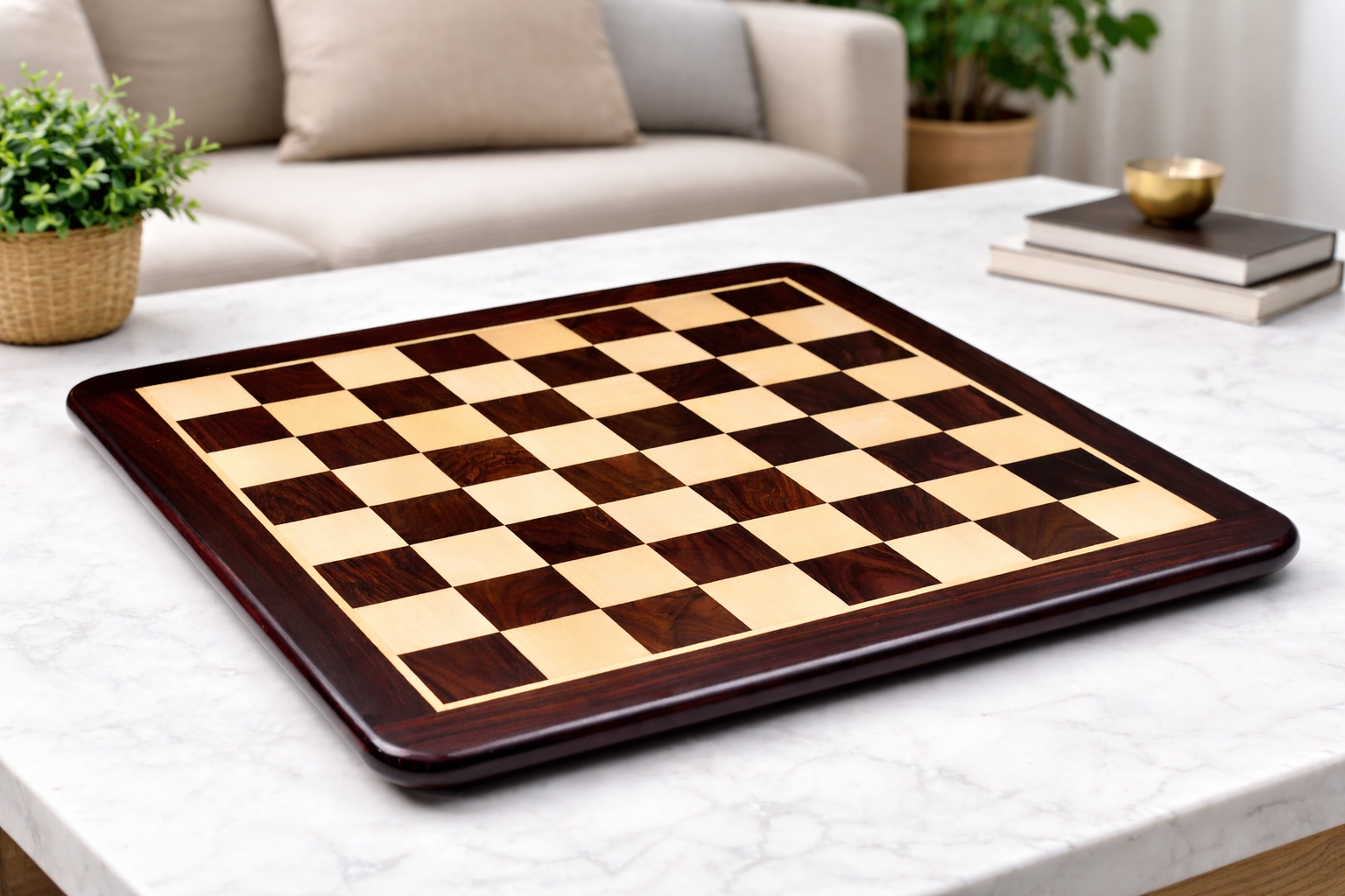 Indian rosewood chess board, close detail of the grain