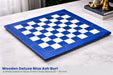 Blue ash burl and white erable chess board, 55cm with 55mm squares