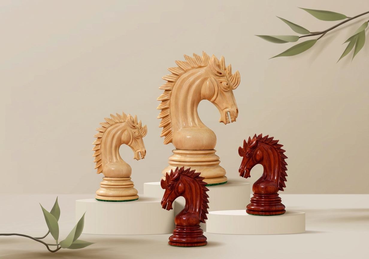 Bud rosewood chess pieces with a 113mm king and weighted felted bases