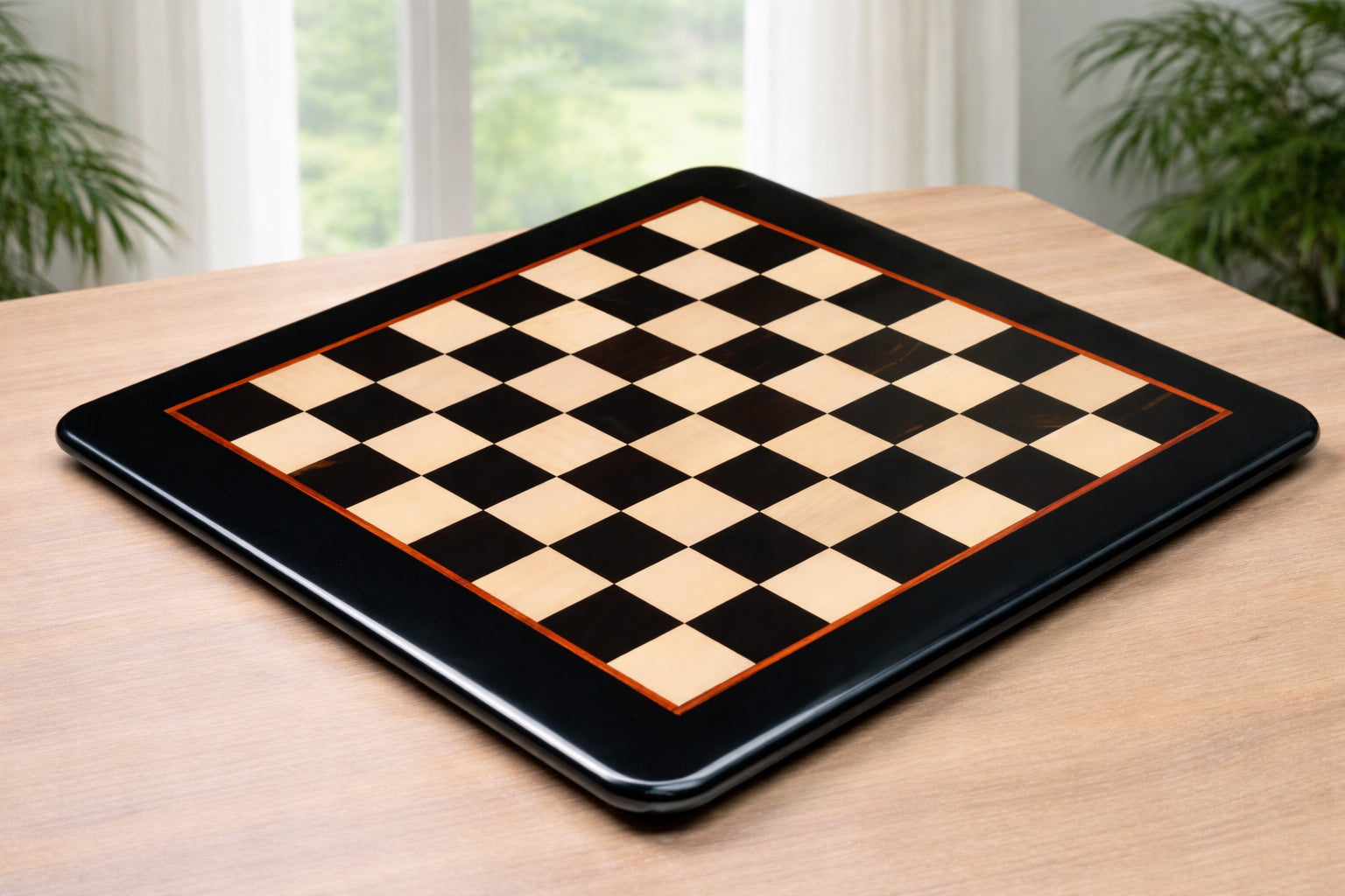 Genuine ebony and maple chess board, 46cm with 45mm squares