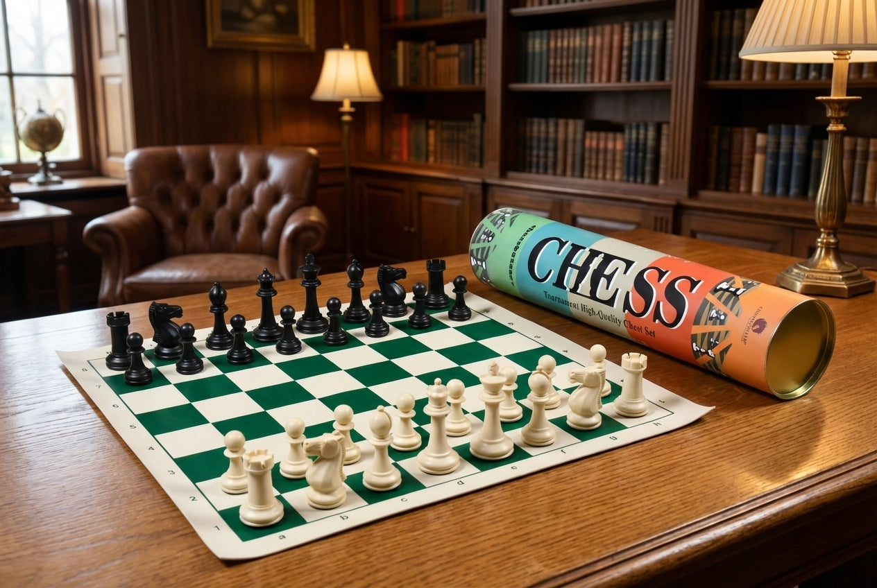Tournament plastic chess pieces and roll-up board for club play in Australia