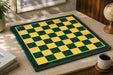 Green burl tournament chess board, 53cm with 57mm squares