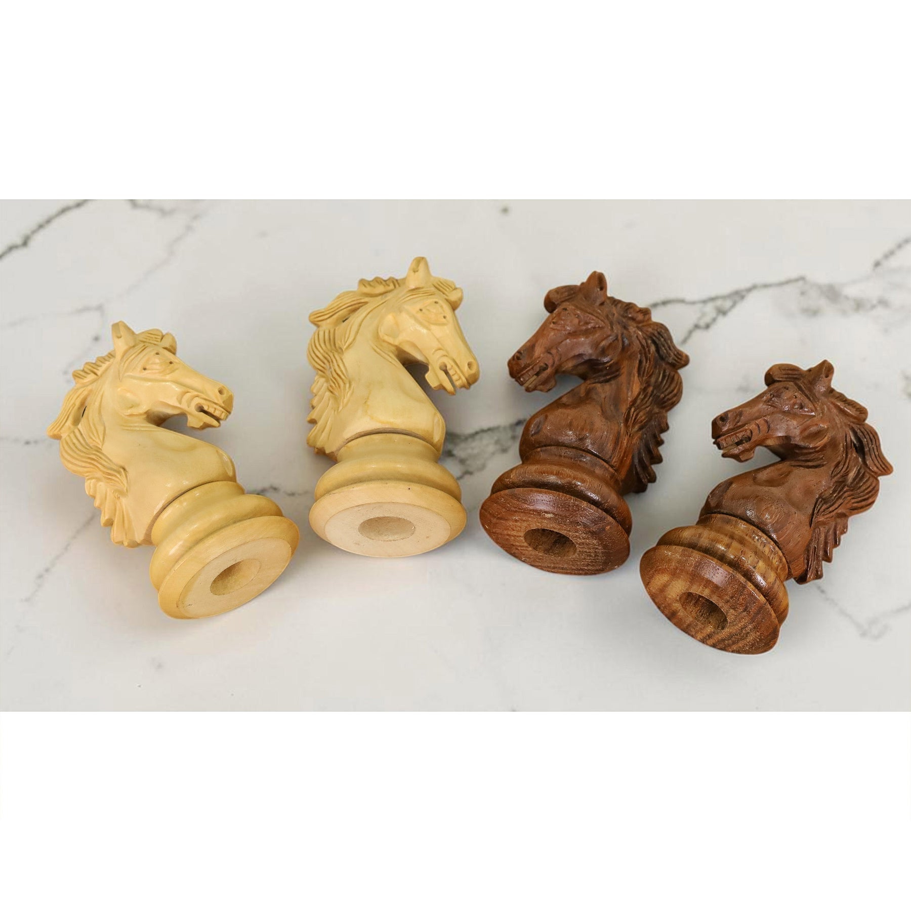 Heritage Series golden rosewood chess pieces with hand carved knight and 42mm king base