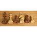 Golden rosewood and boxwood Staunton chess pieces with a hand carved knight