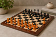Sterling Chess B and Co 1860s Antique chess set in genuine ebony and antiqued boxwood, 100mm king, 58cm Ebony & Maple