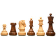 Reproduction 1950 Dubrovnik sheesham and boxwood chess pieces with 94mm king