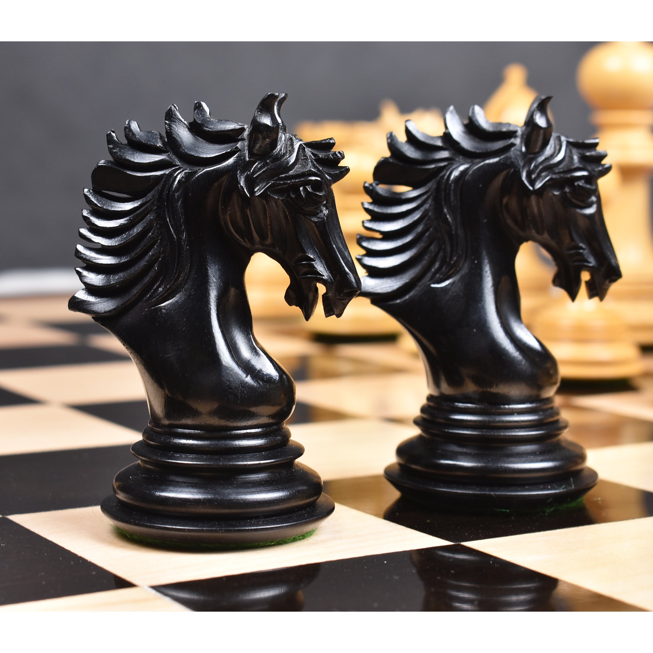 Arthur Staunton chess pieces in ebony, 116mm king