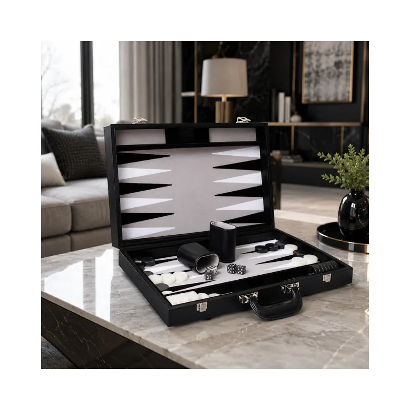 Dal Rossi Black 45cm Backgammon Set