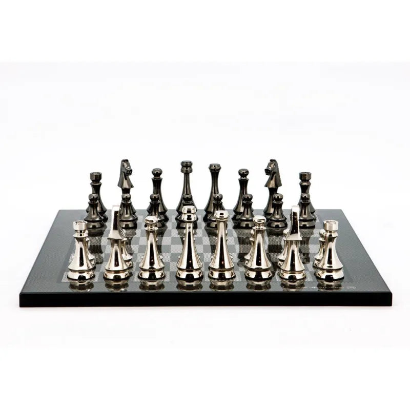 Dal Rossi Dark Titanium & Silver 50cm Chess Set
