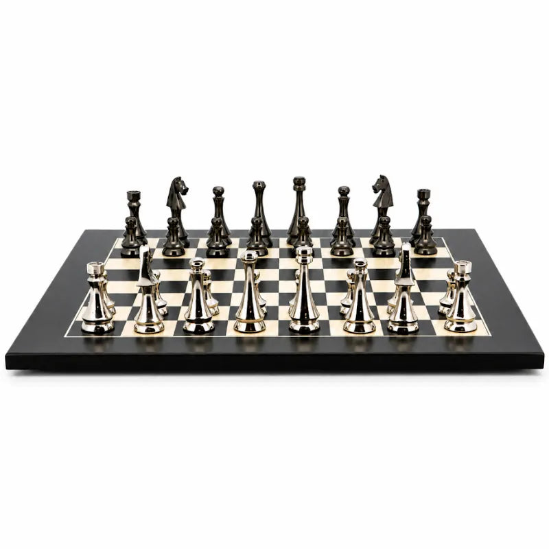 Dal Rossi Dark Titanium & Silver 50cm Chess Set