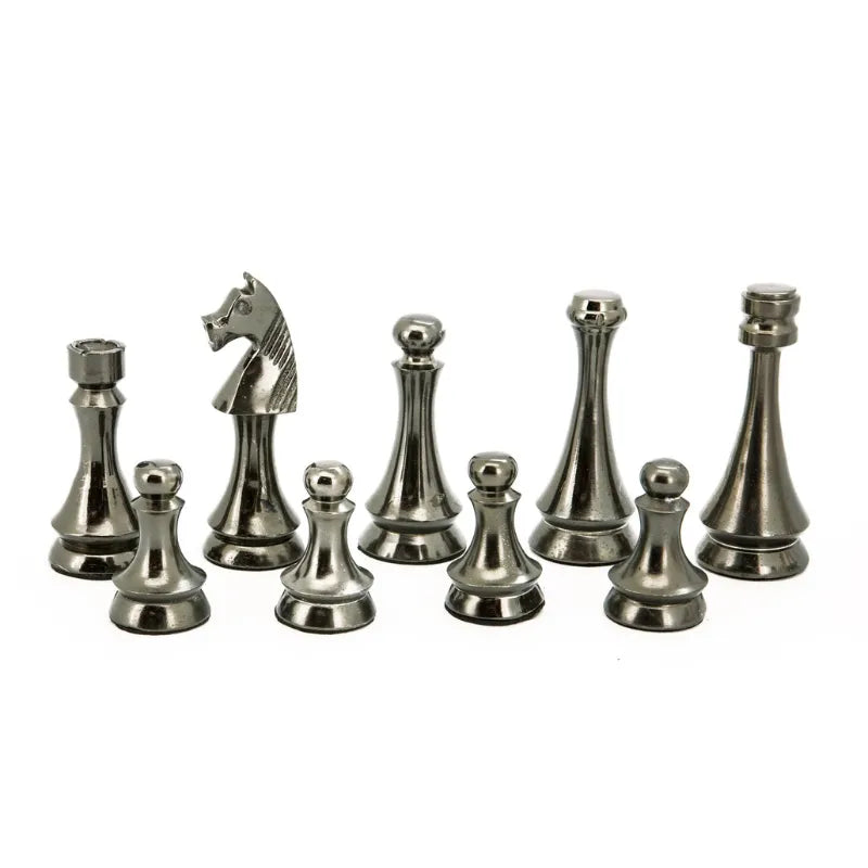 Dal Rossi Dark Titanium & Silver 50cm Chess Set