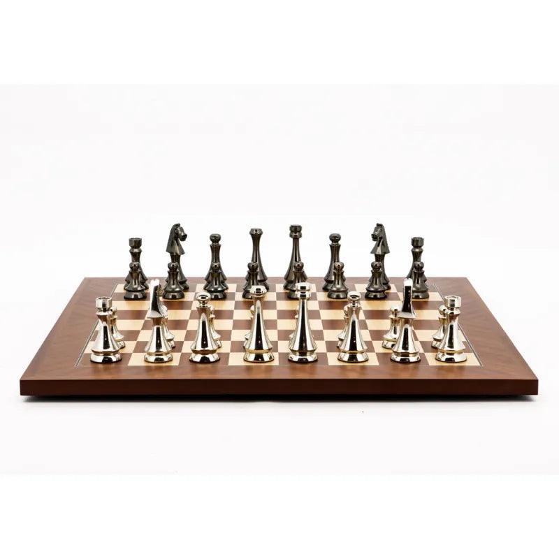 Dal Rossi Dark Titanium & Silver 50cm Chess Set