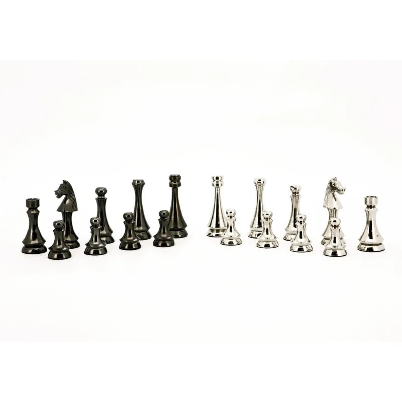 Dal Rossi Dark Titanium & Silver 50cm Chess Set