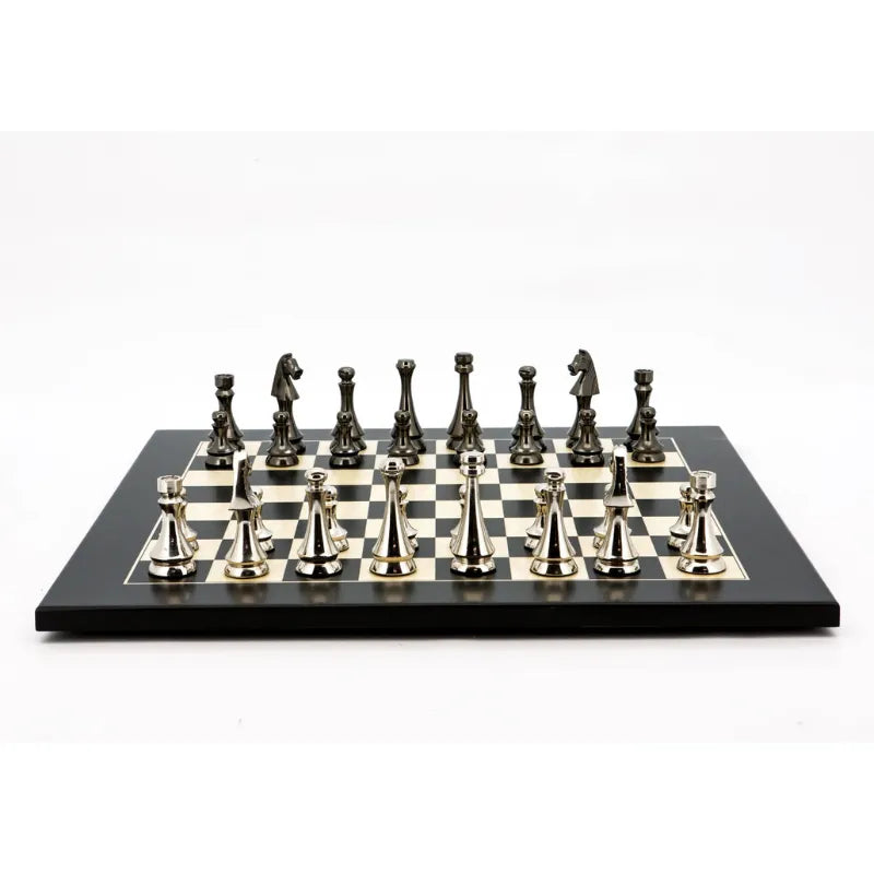 Dal Rossi Dark Titanium & Silver 50cm Chess Set
