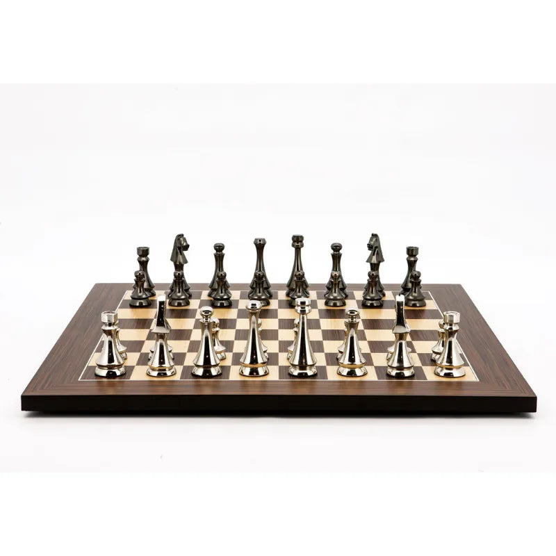 Dal Rossi Dark Titanium & Silver 50cm Chess Set