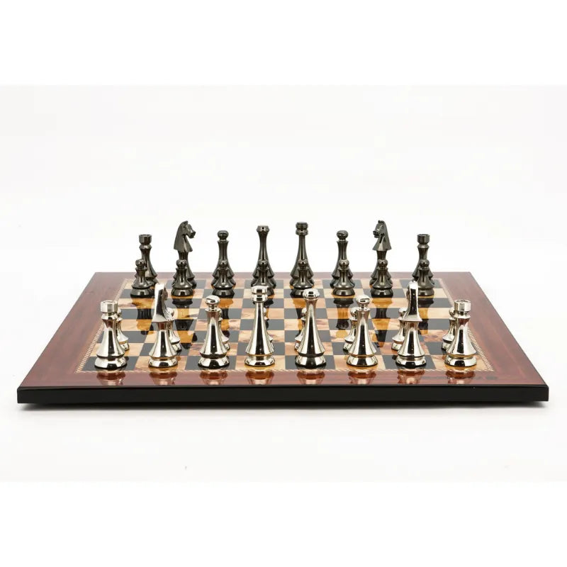 Dal Rossi Dark Titanium & Silver 50cm Chess Set