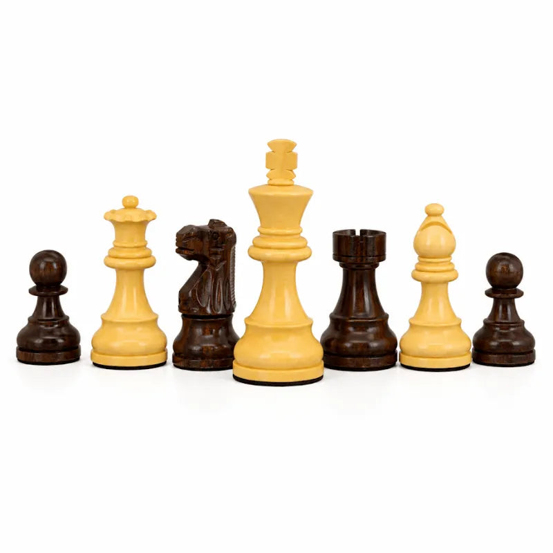 Dal Rossi French Lardy Boxwood & Rosewood Double Weighted Chess Pieces