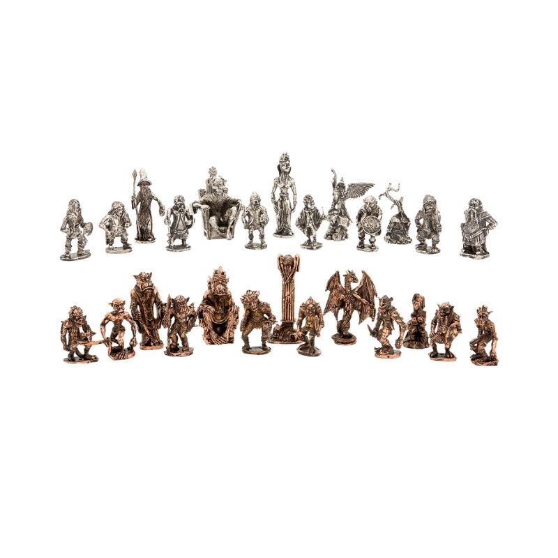 Dal Rossi Good & Evil Chess Pieces On 50cm Walnut Inlaid Chess Board With Compartments