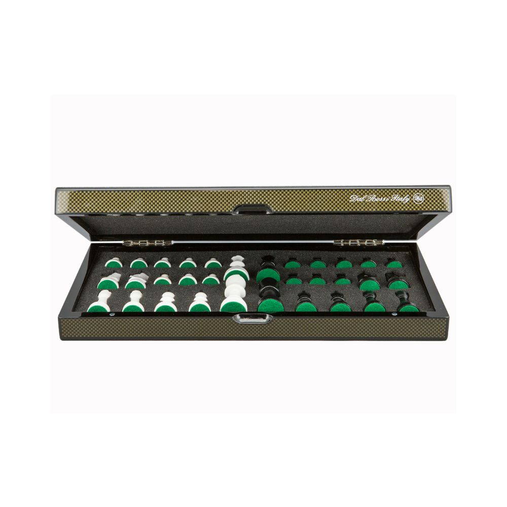 Dal Rossi Italy Carbon Fibre Finish Folding Chess Set 16″ 2