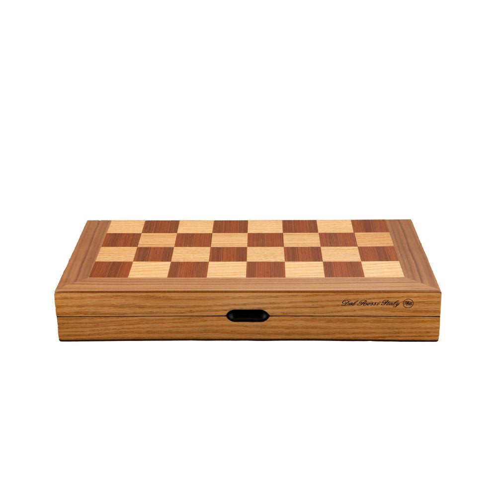 Dal Rossi Italy Light Walnut & Boxwood Finish Folding Chess Set 16″ 5