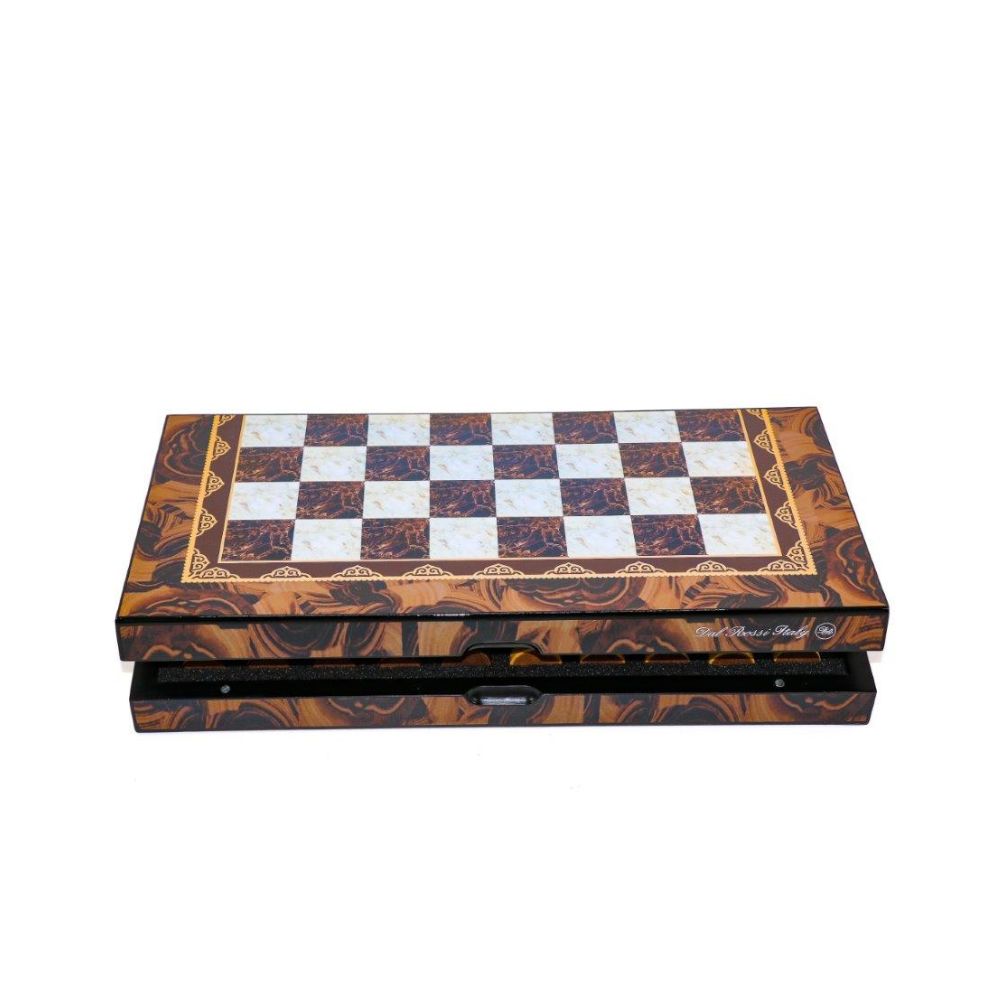 Dal Rossi Italy Mosaic Finish Folding Chess Set 16″ 2