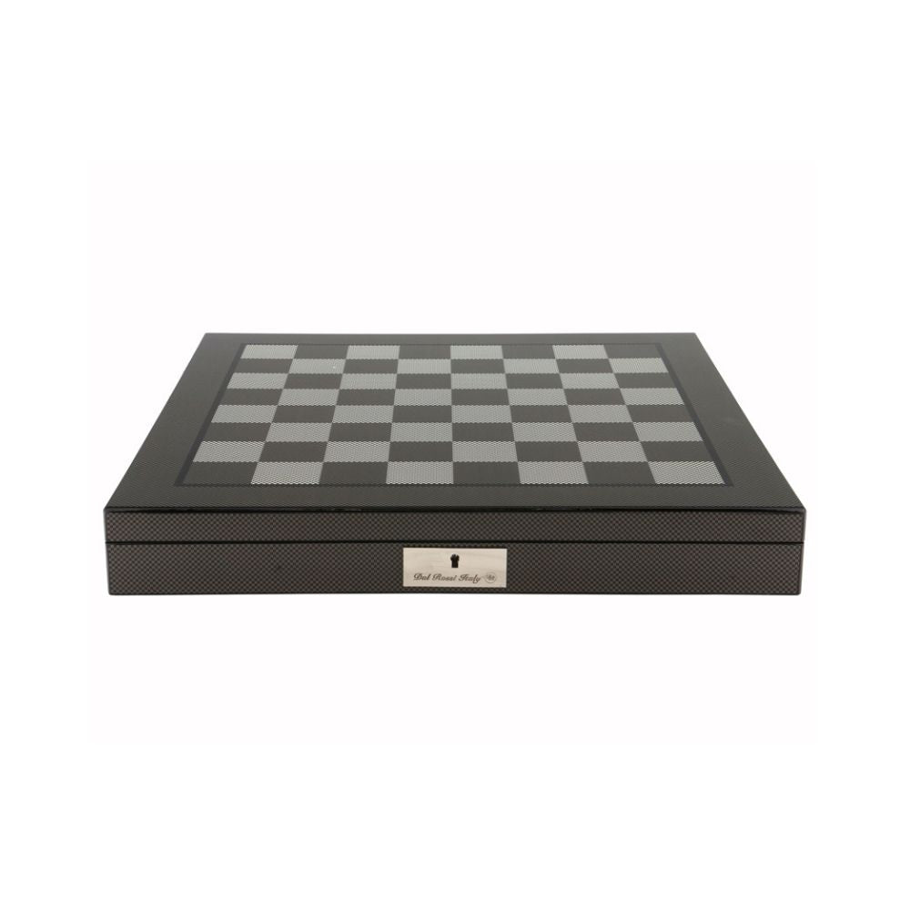 Dal Rossi Italy Medieval Warrior Chess Set on Carbon Fibre Shiny Finish Chess Box 20” with Compartments 3