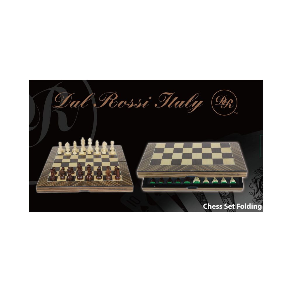 Dal Rossi Italy Palisander & Boxwood Finish Folding Chess Set 16″ 2