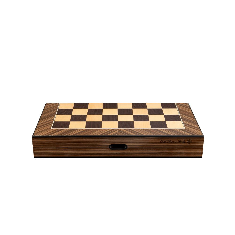 Dal Rossi Italy Palisander & Boxwood Finish Folding Chess Set 16″ 3