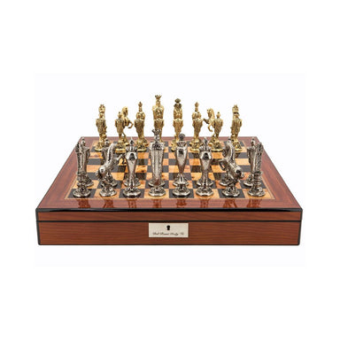 Dal Rossi Italy Renaissance Chess Set on Walnut Finish Chess Box 20” with Compartments 1