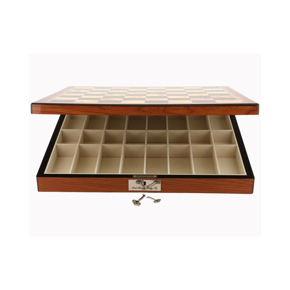 Dal Rossi Italy Renaissance Chess Set on Walnut Finish Chess Box 20” with Compartments 4
