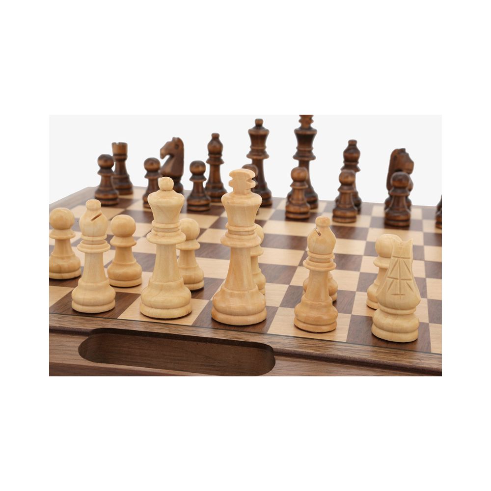 Dal Rossi Italy Walnut Chess/Checkers/Backgammon Folding Set 16″ 2