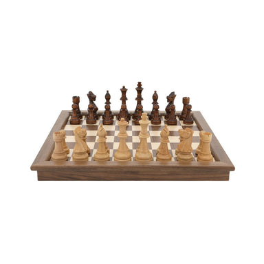 Dal Rossi Italy Walnut Inlaid Folding Chess Set 18" 1
