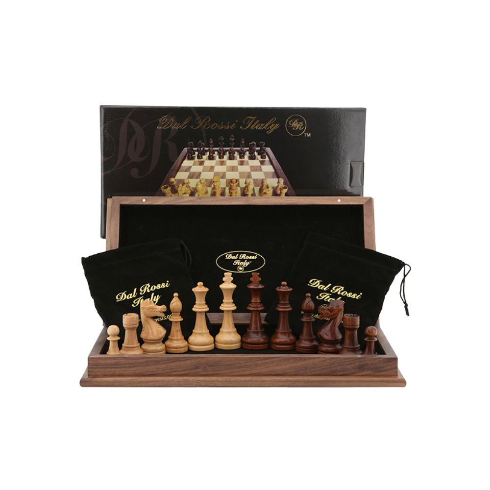 Dal Rossi Italy Walnut Inlaid Folding Chess Set 18" 2