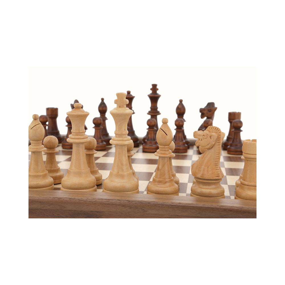 Dal Rossi Italy Walnut Inlaid Folding Chess Set 18" 3