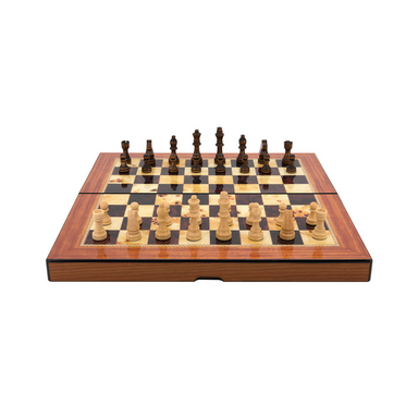 Dal Rossi Italy Walnut Shiny Finish Folding Chess Set 16″ 1